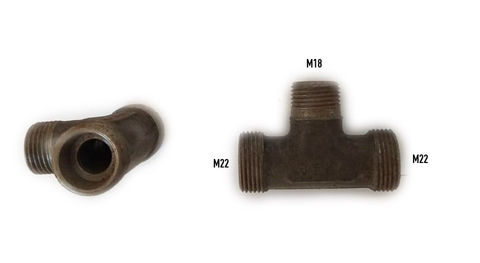 PHV-Shop - 1x T-Einschraubverschraubung Fitting T-Stück M22 /M18 / M22 ( außen/außen/außen) Bremse / Druckluft