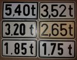 DDR Ostalgie Gewichtsangabe Schild 1,75t 1,85t 2,65t 3,20t 3,52t 5,40t Kfz
